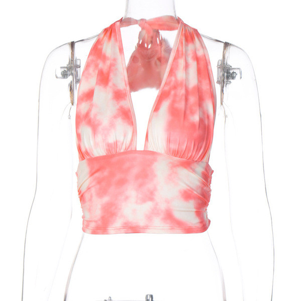 Stilīgs sieviešu tops ar dziļu kakla izgriezumu un atkailinātu muguru