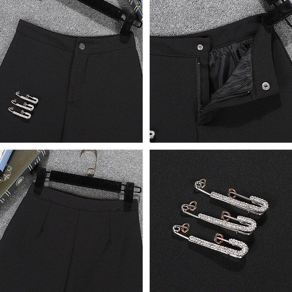 Modern női rövidnadrág - fekete színben, magas derékkal