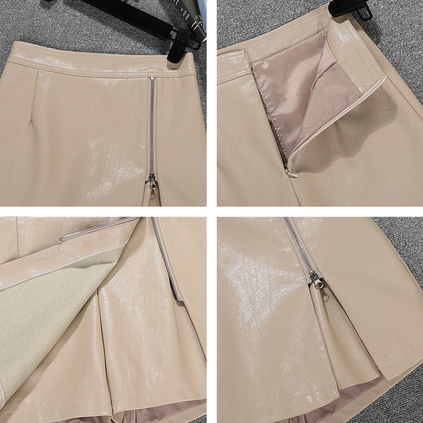 Jauna modeļa sieviešu īsās svārki-bikses no eko ādas