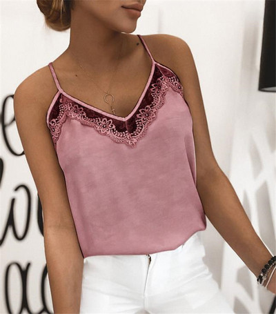 Stílusos női felső vékony pántokkal és mély nyakkivágással