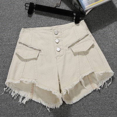 Model nou de pantaloni scurti de dama cu elemente rupte - talie inalta