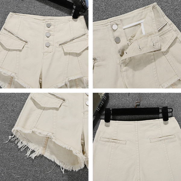 Model nou de pantaloni scurti de dama cu elemente rupte - talie inalta