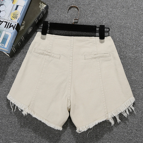 Model nou de pantaloni scurti de dama cu elemente rupte - talie inalta