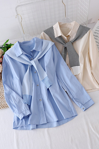 Női ing klasszikus gallérral és hosszú ujjal