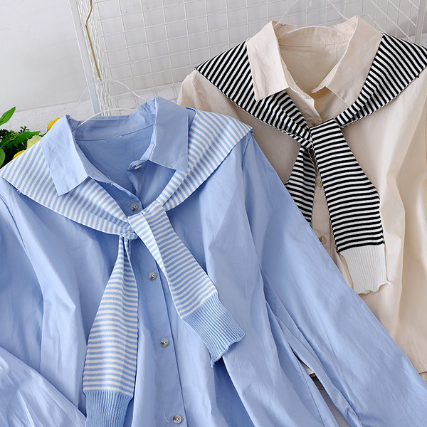 Női ing klasszikus gallérral és hosszú ujjal