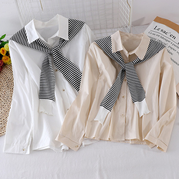 Női ing klasszikus gallérral és hosszú ujjal