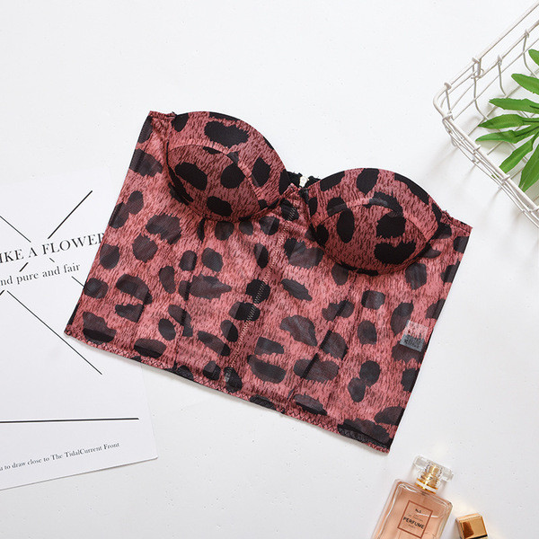 Elegáns női melltartó mély nyakkivágással és állatmintával