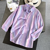 Cămașă de damă cu guler clasic și efect strălucitor