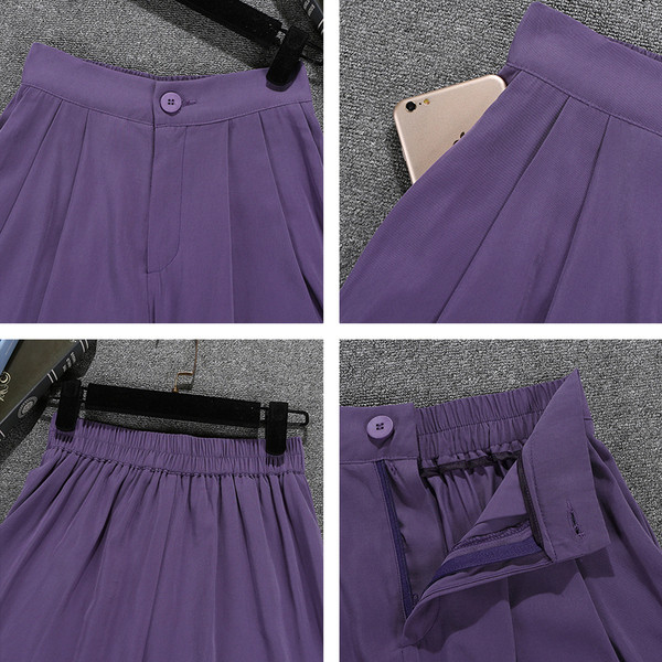 Sieviešu šorti - plats modelis ar augstu vidukli