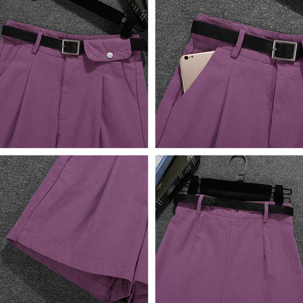 Sieviešu šorti ar jostu - plats modelis