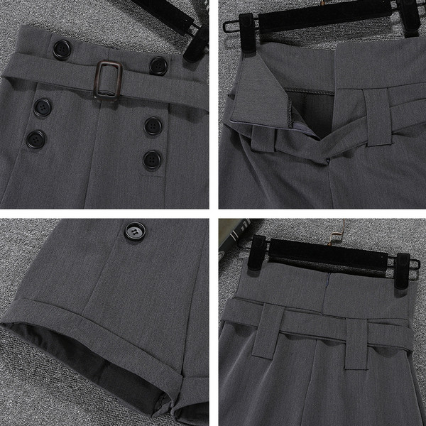 Új modell női rövidnadrág övvel és gombokkal