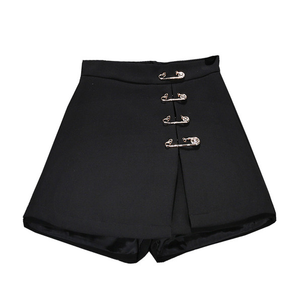 Model nou de pantaloni scurti de dama cu talie inalta in negru