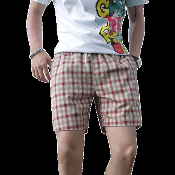 Rövid kockás férfi rövidnadrág nyakkendővel