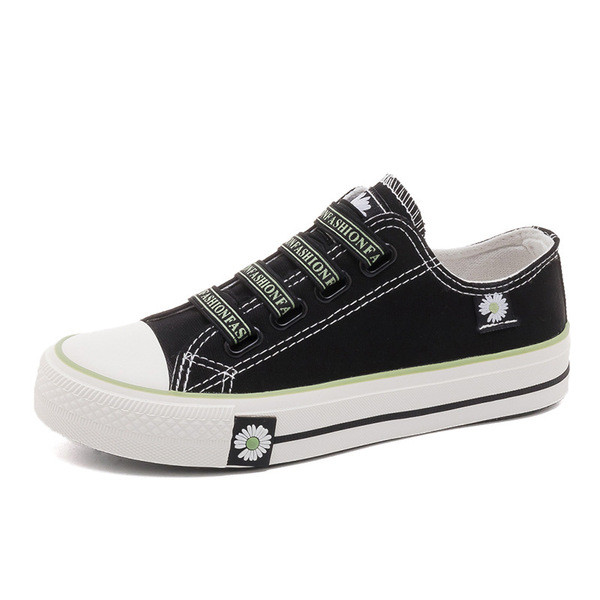 Ikdienas sieviešu kedas ar aplikācijām un izšuvumiem melnā krāsā