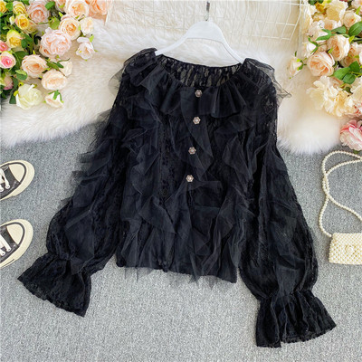 Sieviešu krekls ar ovālu kakla izgriezumu un garām piedurknēm četrās krāsās