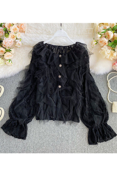 Sieviešu krekls ar ovālu kakla izgriezumu un garām piedurknēm četrās krāsās