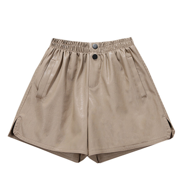 Sieviešu mākslīgās ādas šorti ar kabatām