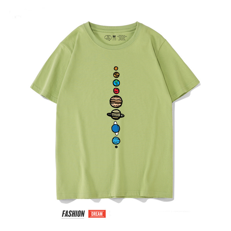 Tricou casual pentru bărbați cu mâneci scurte și imprimeu planetă