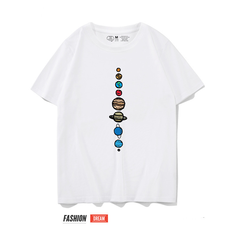 Tricou casual pentru bărbați cu mâneci scurte și imprimeu planetă