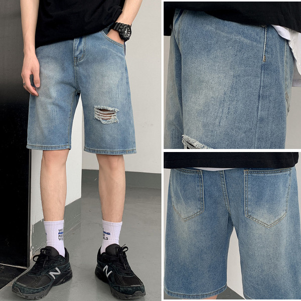 Vasaras īsi džinsi ar saplēstiem motīviem