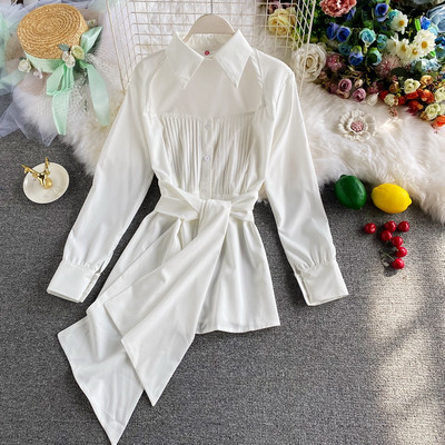 Női hosszú ujjú ing és klasszikus gallér fehér és fekete színben