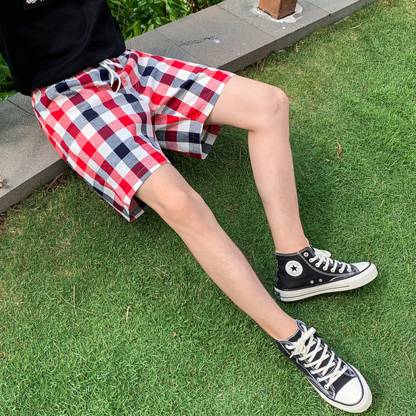 Vabaaja ruuduline püksid elastsete ja paeltega