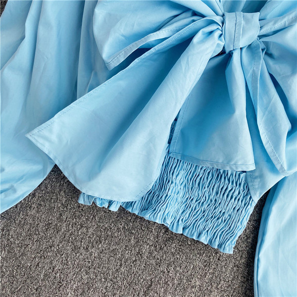 Sieviešu ikdienas krekls ar lenti un garām piedurknēm trīs krāsās