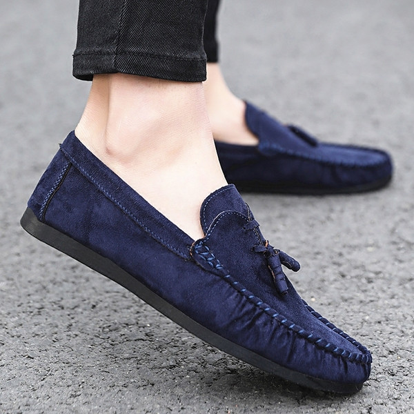 Formāli vīriešu mokasīni no eko zamšādas vienkārša modeļa