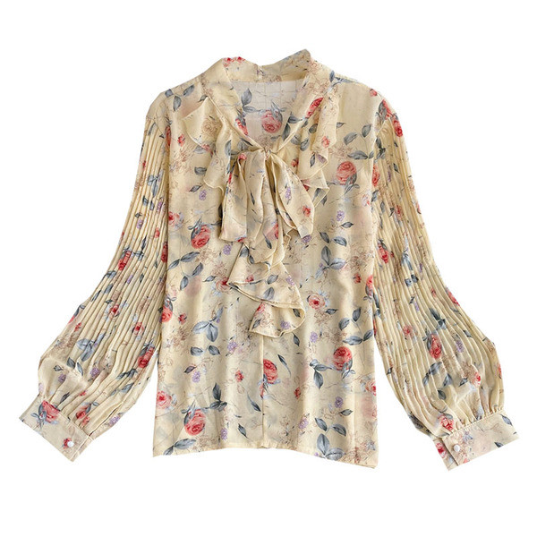 Női sifon ing szalaggal és virágmintával