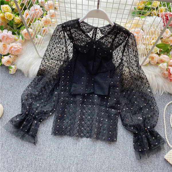 Női ing pecsétes ujjal és szalaggal több színben