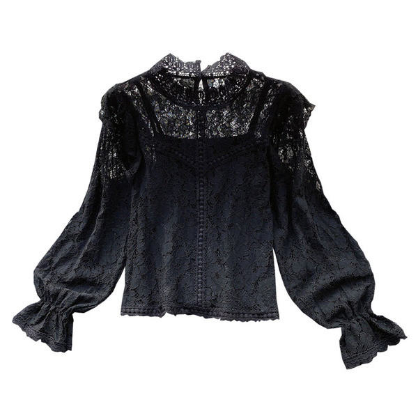 Női ing magas csipkegallérral és hosszú ujjal