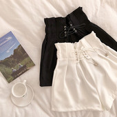 Új modell rövid női farmer, magas derekú megkötővel