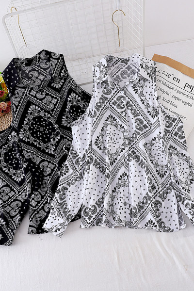 Női alkalmi ing csupasz vállakat és gombokat fehér és fekete színben