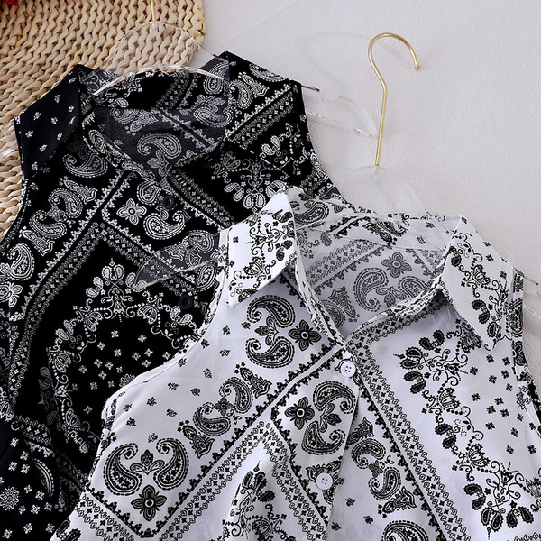 Női alkalmi ing csupasz vállakat és gombokat fehér és fekete színben