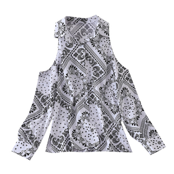 Női alkalmi ing csupasz vállakat és gombokat fehér és fekete színben