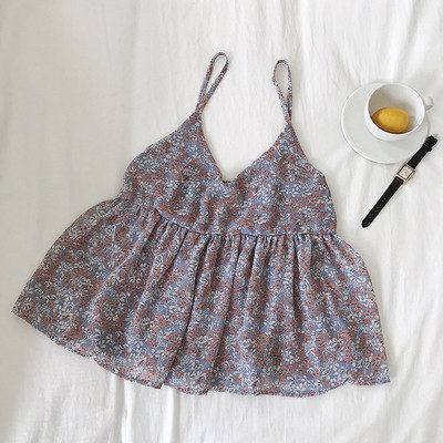 Uut mudelit peenikeste rihmade ja lillemotiividega naiste topp