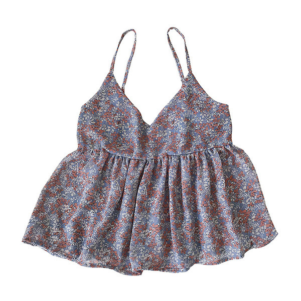 Uut mudelit peenikeste rihmade ja lillemotiividega naiste topp