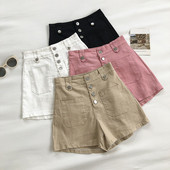 Sieviešu šortu ar pogām jauns modelis - paaugstināts viduklis