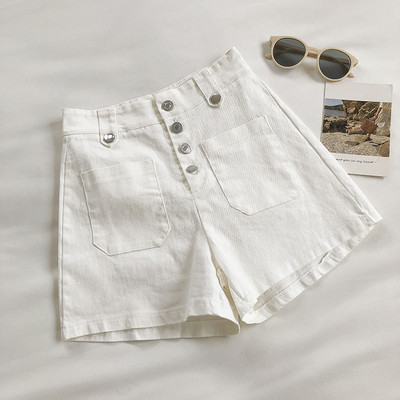 Sieviešu šortu ar pogām jauns modelis - paaugstināts viduklis