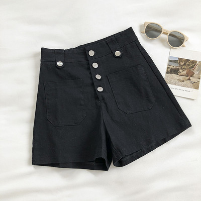 Sieviešu šortu ar pogām jauns modelis - paaugstināts viduklis