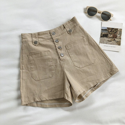 Sieviešu šortu ar pogām jauns modelis - paaugstināts viduklis