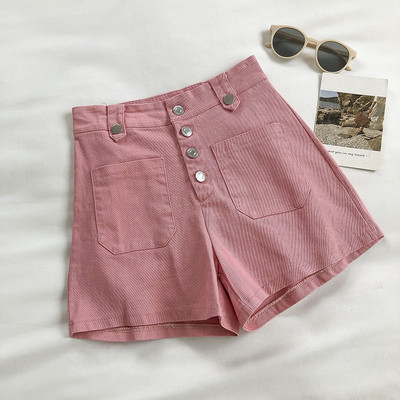 Sieviešu šortu ar pogām jauns modelis - paaugstināts viduklis