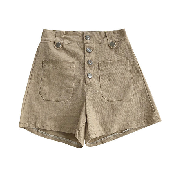 Sieviešu šortu ar pogām jauns modelis - paaugstināts viduklis