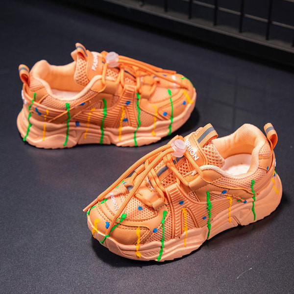 Ikdienas bērnu kedas ar mežģīnēm un krāsainu rakstu