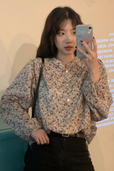 Modern női ing virágmintás és hosszú ujjú - széles modell