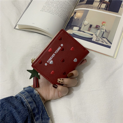 Mazs sieviešu maciņš no eko ādas ar rāvējslēdzēju un aksesuāru