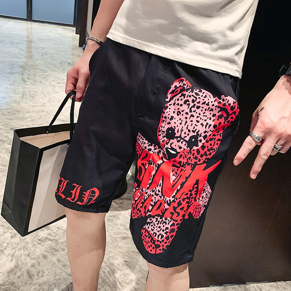 Nyári férfi rövidnadrág felirattal és nyomattal