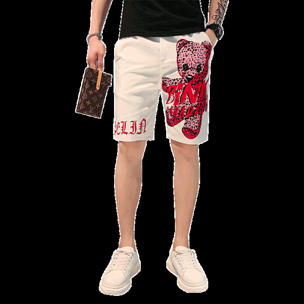 Nyári férfi rövidnadrág felirattal és nyomattal