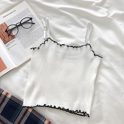 Jauna modeļa elastīgs sieviešu tops ar plānām lencēm