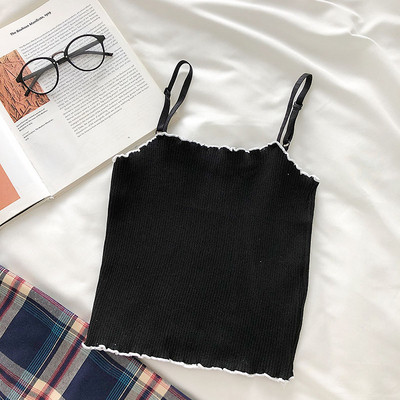 Jauna modeļa elastīgs sieviešu tops ar plānām lencēm